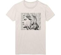 Kurt Cobain T Shirt Contrast Portrait Profile Logo Nirvana Ufficiale Natural