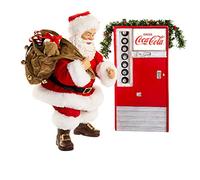 Kurt S. Adler Babbo Natale a Batteria con Macchina di Coca Cola Figura, Resina, Rosso