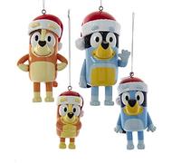 Kurt S. Adler Bluey and Family, set di 4 ornamenti, 10 cm, multicolore