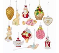 Kurt S. Adler Kurt Adler Noble Gems Wedding Ornament (Set of 12), 2.75"-4" Set, Pino Vetro, Verde, 12 unità