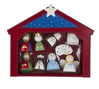 Kurt S. Adler Mini presepe con 9 Figure e stalla, Legno, Multicolore, 9-Inches