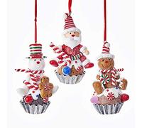 Kurt S. Adler Set 3 decori Cupcake Pan di Zenzero da Appendere per Albero di Natale 8,89 cm