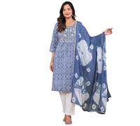 Kurta Donna Bandhej Tie Dye Rajasthan con Dupatta Set 2 Pezzi Vestito Etnico Indiano Manica Lunga Boho Chic Matrimonio Festa