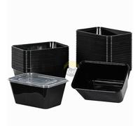 KURTT 100 contenitore Mealprep, pasti microonde con coperchi, salvafreschezza, riutilizzabili, adatti al microonde, lavabili in lavastoviglie (nero, 1000 ml)