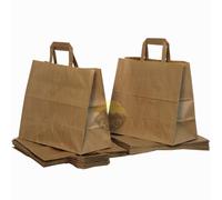 KURTT - Sacchetti di carta da 32 + 16 x 26 cm marrone, 250 pezzi - Ecologico - Sacchetti da asporto - Sacchetti per pasti - Sacchetti di carta - sacchetti regalo