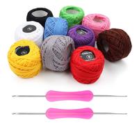 Kurtzy 10 Filati x Uncinetto Gomitoli Cotone per Uncinetto Set - 2 Uncinetti