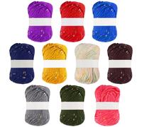 Kurtzy 10 Pezzi Gomitoli Cotone per Uncinetto a Pois Colorati - 50 g per Gomitolo Cotone - Totale di 900 m di Filati Cotone e Poliestere Colorati per Progetti di Tessitura a Mano