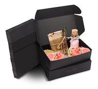 Kurtzy 10pz Scatole Regalo Cartone Nero Kraft - Scatola Cartone con Coperchio 19 x 11 x 4,5 cm - Scatoline Portaconfetti e Scatole Bomboniere Facile Assemblaggio per Feste, Compleanni, Matrimonio