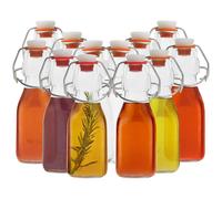 Kurtzy 12pz Bottiglia Vetro con Tappo a Clip Ermetico - Bottigliette Vetro 100 ml - Bottiglie di Vetro per Acqua con Chiusura a Scatto - Bottigliette Vetro per Liquori, Bevande ed Olio