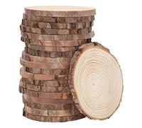 Kurtzy 20 Tronchi Decorativi Cerchi Tondo Grezzi - Dischi Legno 13-15 cm - Dischi Grezzo Con Corteccia Effetto Liscio - Fette di Legno Fai Da Te per Natale, Decorazioni