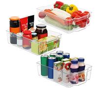 Kurtzy 3pz Contenitori Alimentari Organizer Cucina Salvaspazio e Armadi Grande Lunghezza 32,5cm - Contenitori Frigorifero Salvaspazio Cucina Plastica Trasparente- Organizer Dispensa, Bagno, Cassetti
