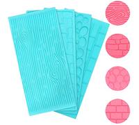 Kurtzy 4pz Set Stampi in Silicone per Dolci in Plastica per Goffratura - Stampi per Dolci Stile Mattoni, Legno e Ciottoli - Stampi per Dolci in Silicone in Rilievo per Decorazioni 3D di Dolci e Torte