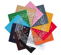 Kurtzy Bandana per capelli in cotone (12 pezzi) - Set Bandana Paisley multiuso per uomini, donne e bambini, fazzoletti/sciarpe da cowboy, animali domestici e fasce, Dark Red, Rosso, Arancione, Dark Orange, Giallo, Verde, Pink, Bianco, Baby Blue, Dark Blue, Grigio e Nero, 12 pieces