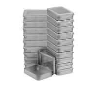 Kurtzy Barattoli Porta Spezie Rettangolari Argentati con Coperchi (Confezione da 20) - Barattoli Cucina Moderni da 9 x 6,3 x 1,8 cm - Scatole di Latta Barattoli Spezie per Artigianato e Kit Vari