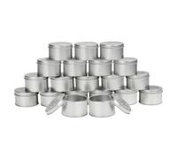 Kurtzy Barattoli Porta Spezie Rotondo Argentato con Coperchi (20 Contenitori Alluminio) - Barattoli Cucina Moderni da 6,5 x 4 cm - Scatole di Latta Barattoli Spezie per Cosmetici e Balsami