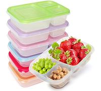 Kurtzy Bento Lunch Box a 3 scomparti (set di 7) - Adatto per microonde, lavastoviglie e congelatore - Contenitore per pranzo in plastica impermeabile con coperchi, adulti e bambini