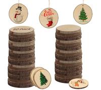 Kurtzy Cerchi Legno Tondo Grezzi (50 Tronchi Legno Decorativi) - Dischi Legno 3-5 cm - Dischi di Legno Grezzo con Corteccia Senza Fori - Fette di Legno Fai da Te per Decorazioni Natalizie e Nuziali