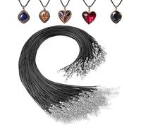 Kurtzy Confezione da 120 cordini neri in poliestere cerato con catena e chiusura a moschettone, 50 cm, per la creazione di gioielli fai da te, collane, bracciali e cavigliere