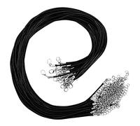Kurtzy Cordino per Collane in Poliestere Nero con Catena e Chiusura a Moschettone (25pz) - Filo per Collane da 42,5 cm - Fili per Braccialetti Fai da Te, Cordoncino per Collane e Cavigliere