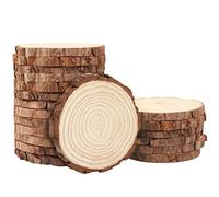 Kurtzy Dischi Legno Naturale Non Rifiniti (Confezione da 20) - 12-14 cm di Diametro e 10 mm di Spessore - Dischi in Legno Rustico Con Corteccia - Per Arti e Mestieri, Faidate, Decorazioni, Ornamenti