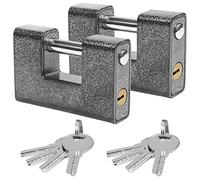 Kurtzy Lucchetti resistenti con 8 chiavi (confezione da 2) - Serratura monoblocco in acciaio temprato - 12 mm di spessore - protegge porte di garage, contenitori, capannoni, persiane, armadietti,