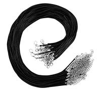 Kurtzy Pacco da 50 Cordoncini Neri Cerati per Collane con Catena e Chiusura a Moschettone - 48,5 cm - Corda in Poliestere per Gioielli Fai-da-Te per Collane con Ciondolo, Bracciali & Cavigliere