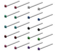 Kurtzy Piercing Naso Brillantino Acciaio (20pz) - Set Piercing Naso Brillantino da 1,8mm - Orecchini Acciaio Unisex Colori Assortiti - Piercing Trago Brillantino per Narice, Orecchio, Labbro