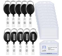 Kurtzy Porta Badge Retrattile per Carta (10pz) - 9 x 6 cm - Porta Tessere Plastica Impermeabile Resistente con Bobina Retrattile Badge Holder - Card Holder Porta Badge Infermiere Orizzontale per Pass