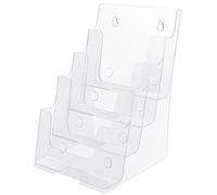 Kurtzy Porta Brochure A4 in plastica trasparente - Espositore opuscolo da parete e scrivania/bancone in formato verticale a 4 livelli, supporto per volantino, letteratura, opuscolo, menù e riviste