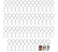 Kurtzy Portachiavi con Foto Trasparenti (Set da 50) - Misura Porta Chiavi 3,2 x 5,4 cm- Portachiavi Personalizzato per Foto Doppio Lato con Anelli Ferro - Portachiavi Foto per Famiglie, Amici e Regali