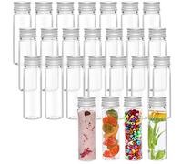 Kurtzy Provette Plastica con Tappo a Vite e Spazzola Pulizia (25pz)- 50 ml Boccette di Plastica Trasparenti Riutilizzabili- Bomboniere Provette Portaconfetti e Caramelle per Feste, Sali, Perle e Fiori