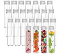 Kurtzy Provette Plastica con Tappo a Vite e Spazzola Pulizia (x25) 75 ml - Boccette di Plastica Trasparenti Riutilizzabili - Bomboniere Provette Portaconfetti e Caramelle per Feste, Sali, Perle, Fiori