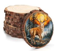 Kurtzy Rondelle in Legno Naturale Grezzo (Set di 10) - 14 - 16 cm di Diametro - fette di Legno Grezzo con Corteccia e Senza Fori, per piroincisione, Artigianato e Decorazione di Natale e di Nozze