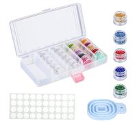 Kurtzy Scatola con Scomparti - 25 Contenitori Impilabili con 40 Etichette e Imbuto - Scatola in Plastica per Diamond Painting, Perline, Brillantini e Accessori Fai da Te