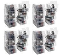 Kurtzy Scatola di immagazzinaggio scarpe in plastica trasparente (set di 40) - Portascarpe per donne, uomini e bambini, pieghevoli, ondulate e impilabili per riporre e viaggiare