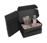 Kurtzy Scatola Nera Cartone Kraft (50pz) - Scatola Cartone con Coperchio 19 x 11 x 4,5 cm - Scatoline Portaconfetti e Scatole Bomboniere Facile Assemblaggio per Feste, Compleanni, Matrimonio