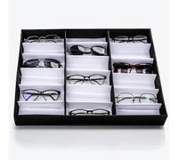 Kurtzy Scatola Porta Occhiali da Sole con Serratura - 18 Scomparti per 18 Occhiali - 18 Fessure per Occhiali da Sole, Occhiali da Vista - Custodia Porta Occhiali da Sole Unisex Nera con Coperchio