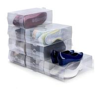 Kurtzy Scatola portascarpe in plastica trasparente (set di 10) - Portascarpe per donne, uomini e bambini, pieghevoli, ondulate e impilabili per riporre e viaggiare