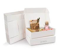 Kurtzy - Scatole in cartone Kraft bianche (confezione da 20) - Misure delle scatole: 19 x 11 x 4,5 cm - Scatola Kraft facile da assemblare quadrata presentazione - Scatole bianche per feste