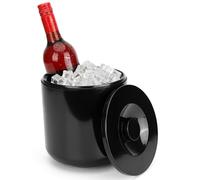 Kurtzy Secchiello Porta Ghiaccio Nero con Coperchio - Cestello Ghiaccio a Doppia Parete Isolato da 4 L - Ideale per Bar Feste Grigliate Picnic o per Raffreddare Birra Vino Champagne