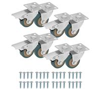 Kurtzy Set da 8 Ruote per Mobili con Rotelle Girevoli Robuste - Rotelle per Mobili con Freno da 50 mm con Ruote in Gomma, Viti e Piastre Metalliche per Ruote Carrello, Ruote Mobili e Ruote Girevoli