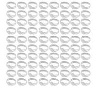 Kurtzy Set di 80 anelli semplici in argento placcato - Set di anelli regolabili vergini per creazione di gioielli, anello in argento con cerchio vassoio per incollare pietre preziose o cabochon