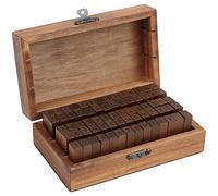 Kurtzy Set di timbri in legno e gomma, con lettere dell'alfabeto (70 pezzi) - Timbri multiuso, in legno, con scatola di legno vintage per carte, timbri, fai da te