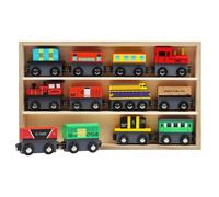 Kurtzy Set Trenino Legno Bambini con Scatola (12pz) Trenino di Legno per Bambini da 3 Anni o Più- Treno di Legno Compatibile con la Maggior Parte dei Binari delle Principali Marche- Trenino Magnetico