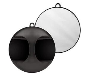 Kurtzy Specchio da parrucchiere rotondo e leggero, specchio per acconciature con manico per appendere o maneggiare e vedere la parte posteriore della testa, specchio a mano per barbiere, salone e