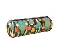 kurue Borsa per penne in pelle a forma di goccia in stile retrò di metà secolo, astuccio per matite sottile, bella borsa per cancelleria, borsa cosmetica portatile con cerniera