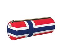kurue Borsa per penne in pelle con bandiera norvegese sottile astuccio per matite bella borsa per cancelleria borsa cosmetica portatile borsa organizer con cerniera