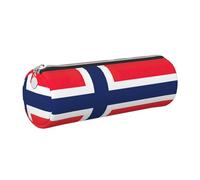 kurue Borsa per penne in pelle con bandiera norvegese sottile astuccio per matite bella borsa per cancelleria borsa cosmetica portatile borsa organizer con cerniera