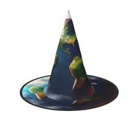 kurue Cappello da strega con stampa di pianeta cappello da strega per cappelli da strega con stampa per costumi di Halloween Cosplay Party Decor cappelli per le vacanze