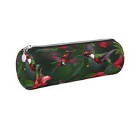 kurue Colibrì Fiore Rosso Ibisco Caso Penna Borsa in Pelle Sottile Matita Sacchetto Bella Cancelleria Sacchetto Cosmetico Portatile Zipper Organizer Bag